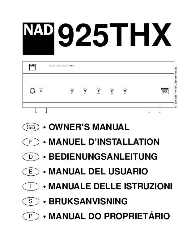Guide utilisation NAD 925  de la marque NAD