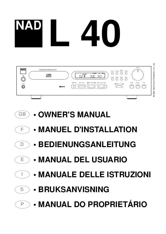 Guide utilisation NAD L40  de la marque NAD