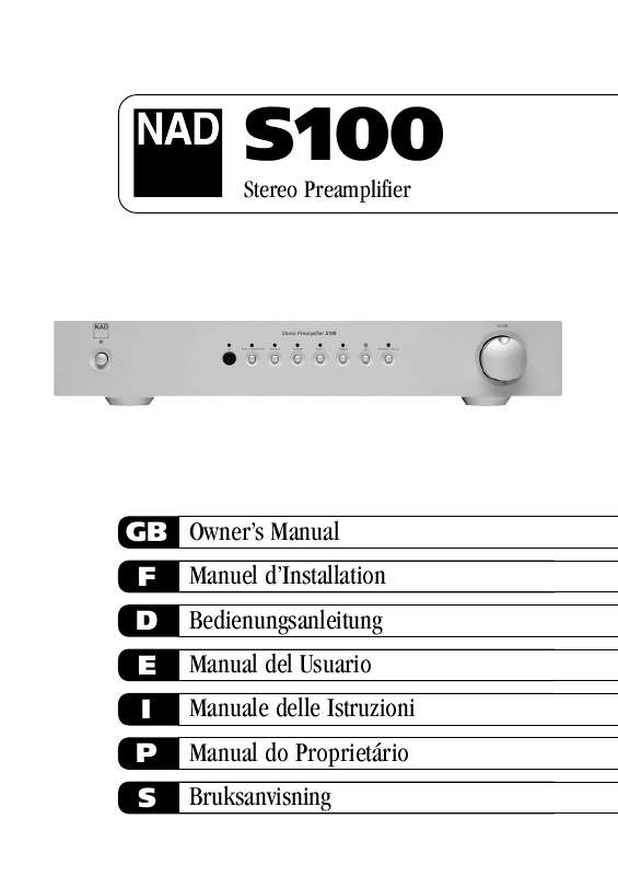 Guide utilisation NAD NAD-S100  de la marque NAD