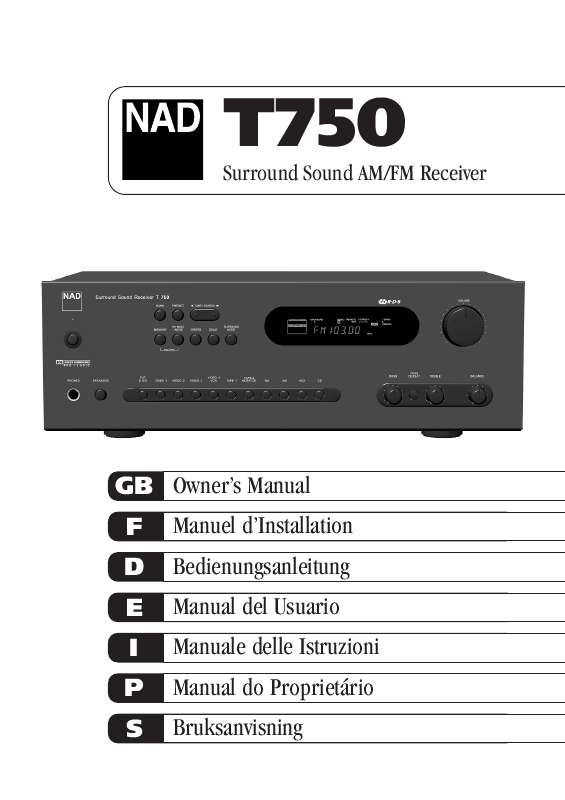 Guide utilisation NAD T750  de la marque NAD