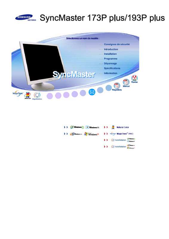 Guide utilisation SAMSUNG SYNCMASTER 173P PLUS  de la marque SAMSUNG