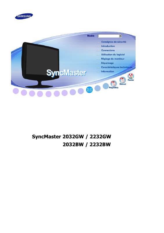 Guide utilisation SAMSUNG SYNCMASTER 2032GW  de la marque SAMSUNG