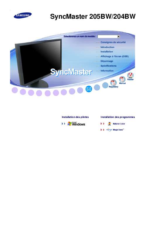 Guide utilisation SAMSUNG SYNCMASTER 204BW  de la marque SAMSUNG