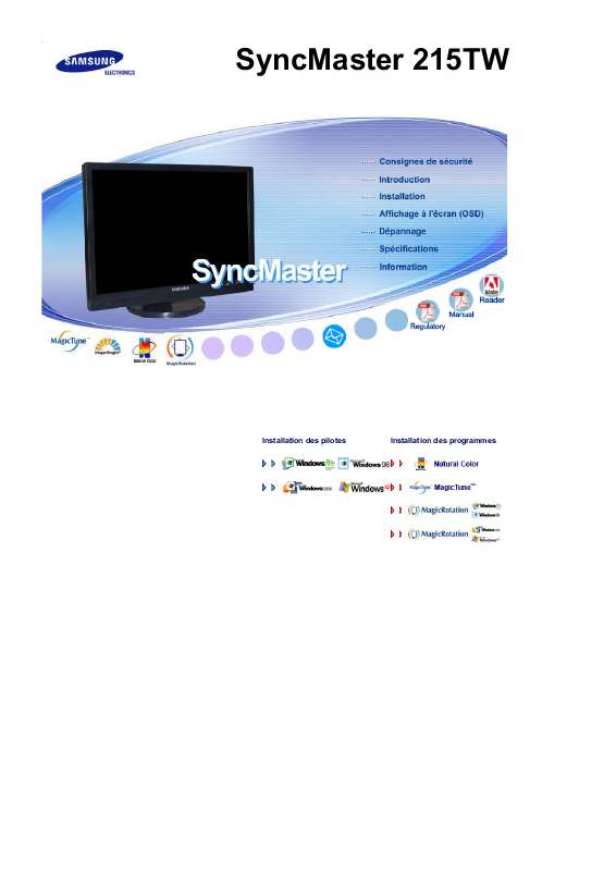 Guide utilisation SAMSUNG SYNCMASTER 215TW  de la marque SAMSUNG