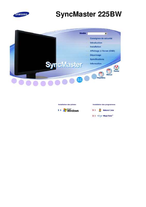 Guide utilisation SAMSUNG SYNCMASTER 225BW  de la marque SAMSUNG