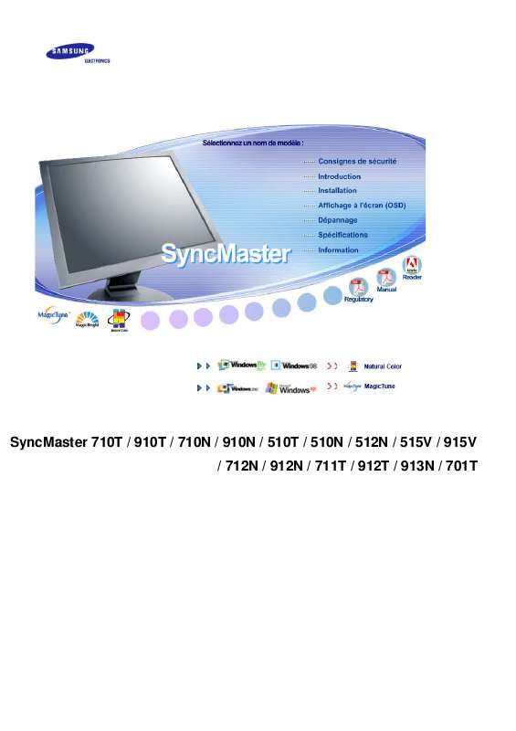 Guide utilisation SAMSUNG SYNCMASTER 710T  de la marque SAMSUNG
