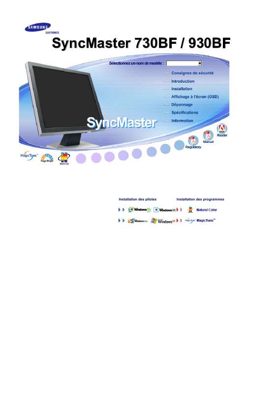 Guide utilisation SAMSUNG SYNCMASTER 730BF  de la marque SAMSUNG