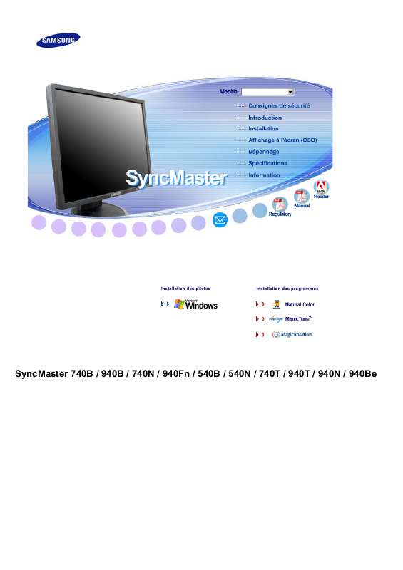 Guide utilisation SAMSUNG SYNCMASTER 740B  de la marque SAMSUNG