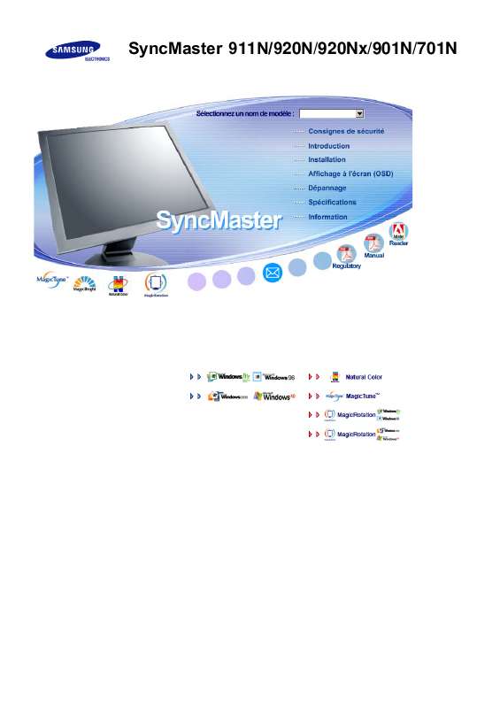 Guide utilisation SAMSUNG SYNCMASTER 920N  de la marque SAMSUNG