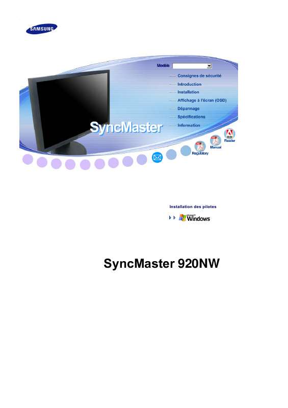 Guide utilisation SAMSUNG SYNCMASTER 920NW  de la marque SAMSUNG