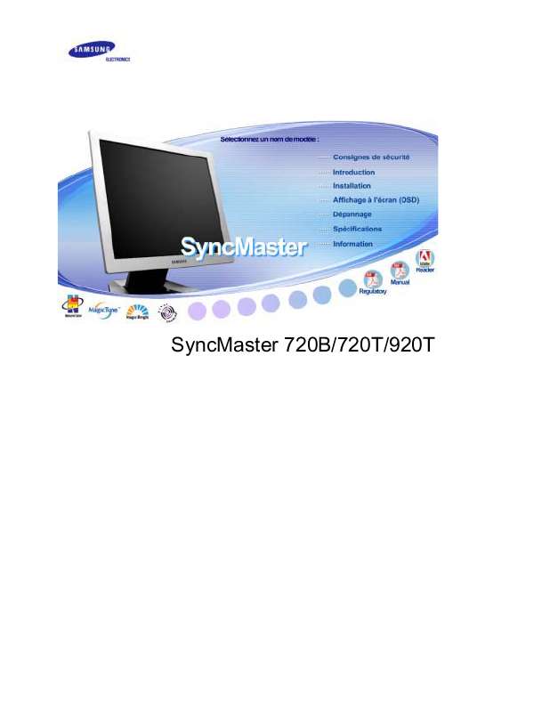 Guide utilisation SAMSUNG SYNCMASTER 920T  de la marque SAMSUNG