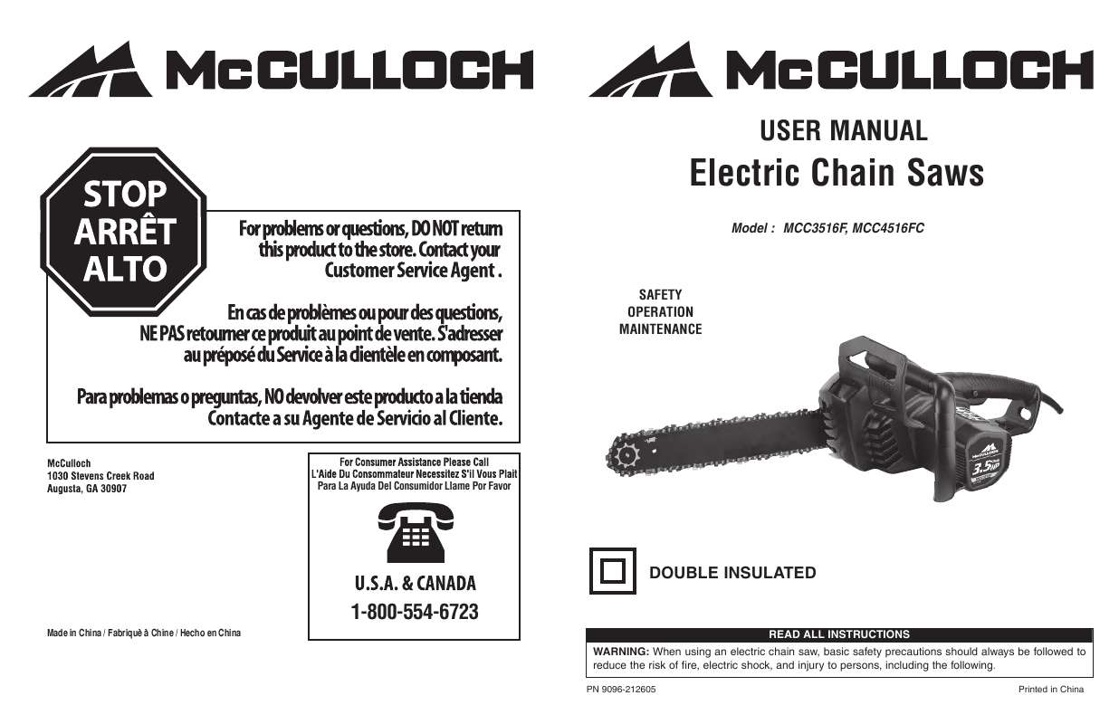 Guide utilisation  MCCULLOCH MCC4516FC  de la marque MCCULLOCH