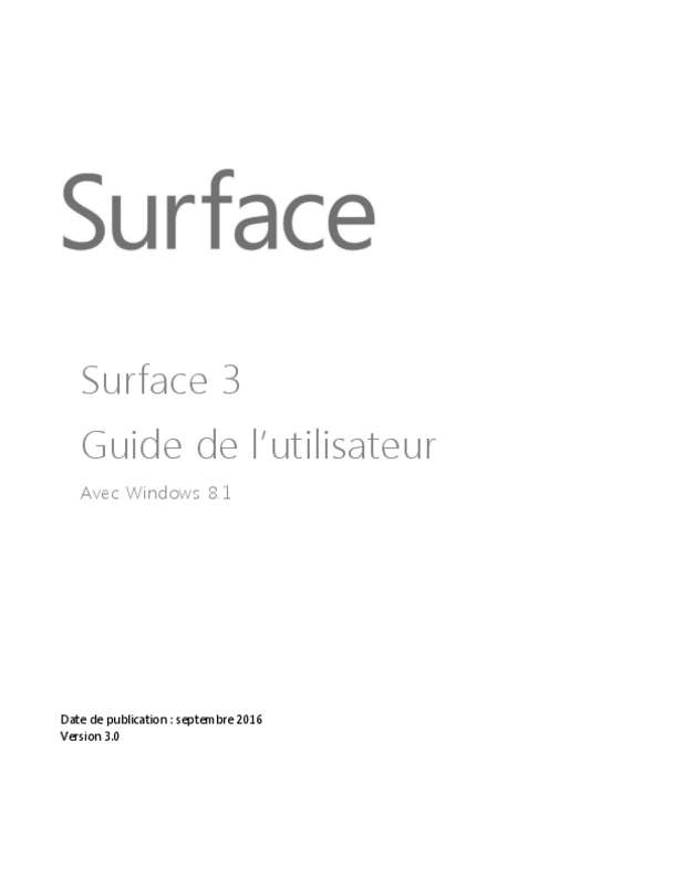Guide utilisation MICROSOFT SURFACE 3  de la marque MICROSOFT