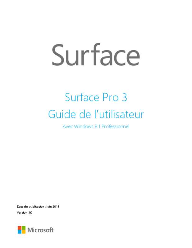 Guide utilisation MICROSOFT SURFACE PRO 3  de la marque MICROSOFT