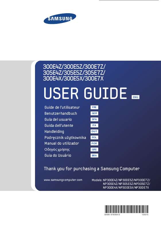 Guide utilisation SAMSUNG NP300E5X-A01  de la marque SAMSUNG