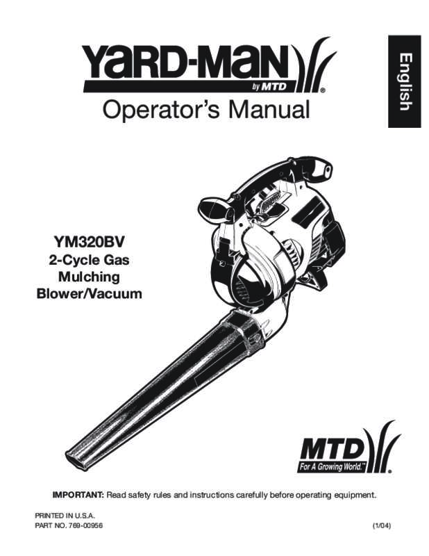 Guide utilisation  MTD YM320BV  de la marque MTD