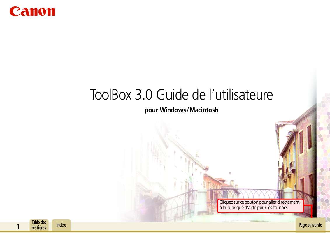 Guide utilisation  CANON TOOLBOX 3.0  de la marque CANON