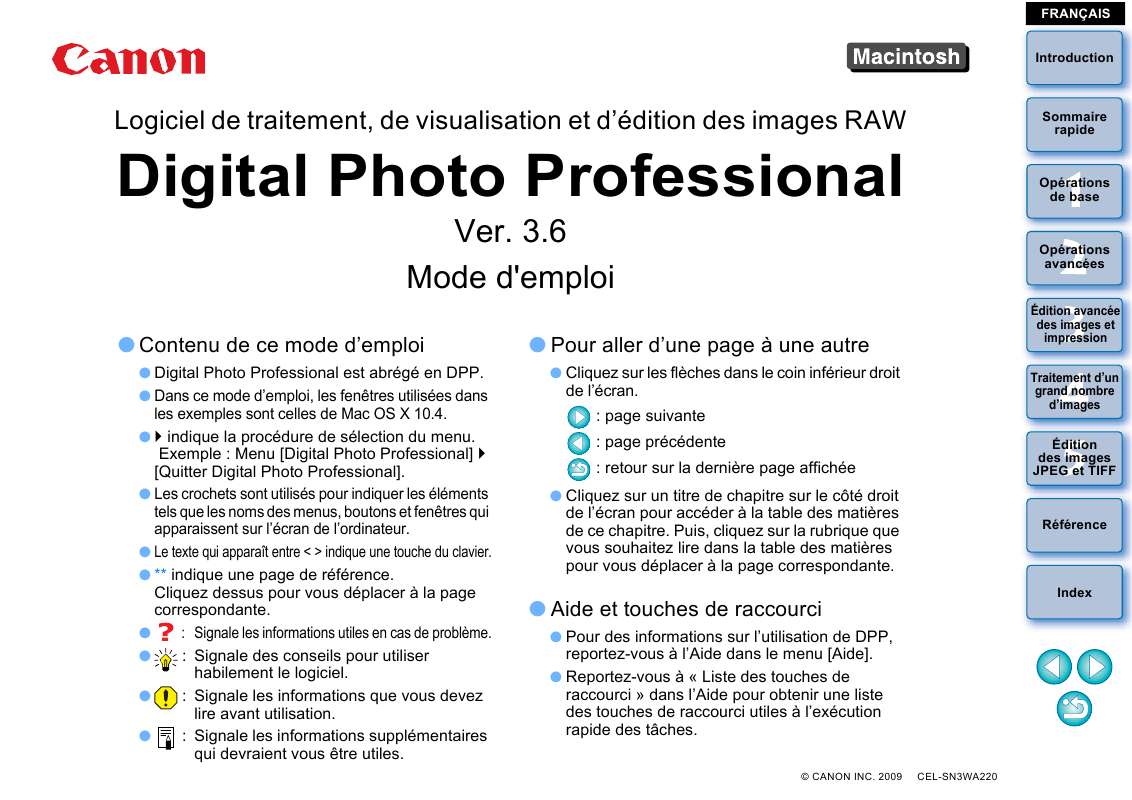 Guide utilisation CANON DIGITAL PHOTO PROFESSIONAL VERSION 3.6  de la marque CANON