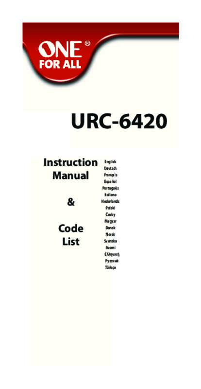 Guide utilisation ONE FOR ALL URC-6420  de la marque ONE FOR ALL