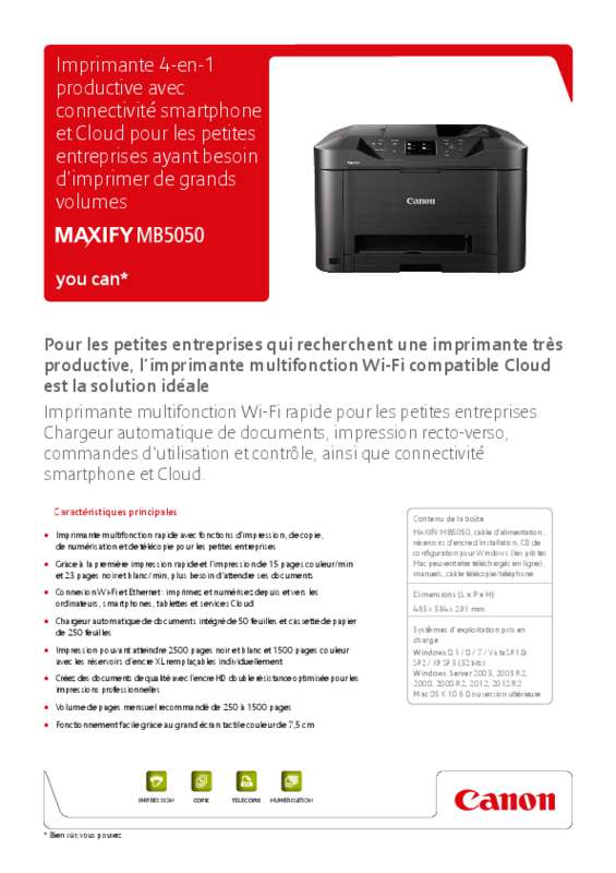 Guide utilisation  CANON MAXIFY MB5050  de la marque CANON