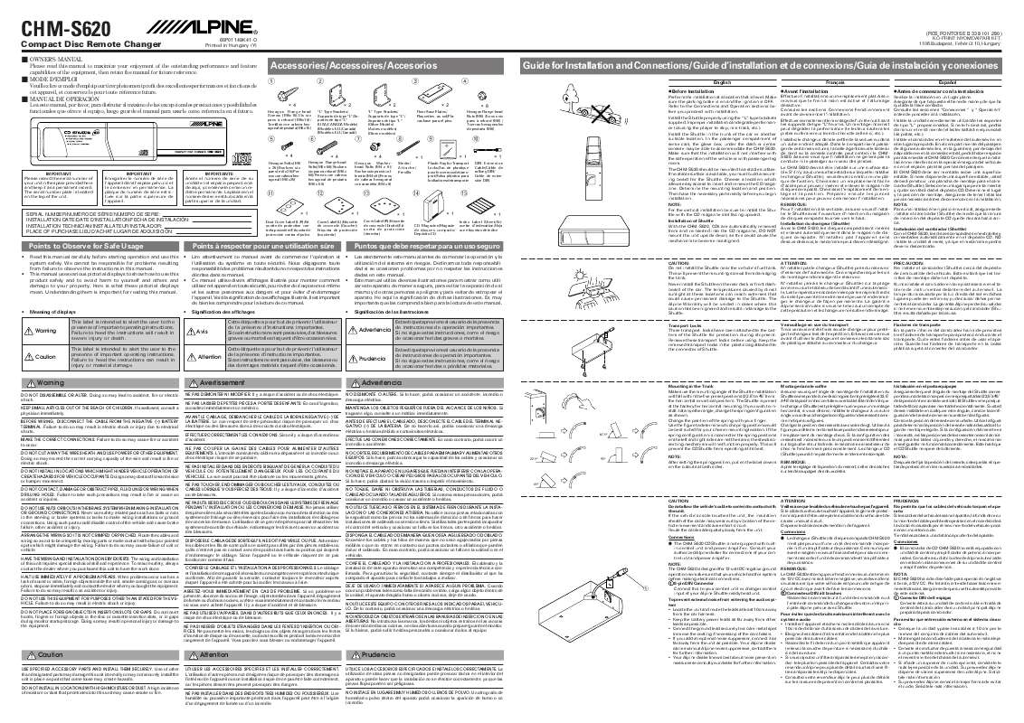 Guide utilisation ALPINE CHM-S620  de la marque ALPINE