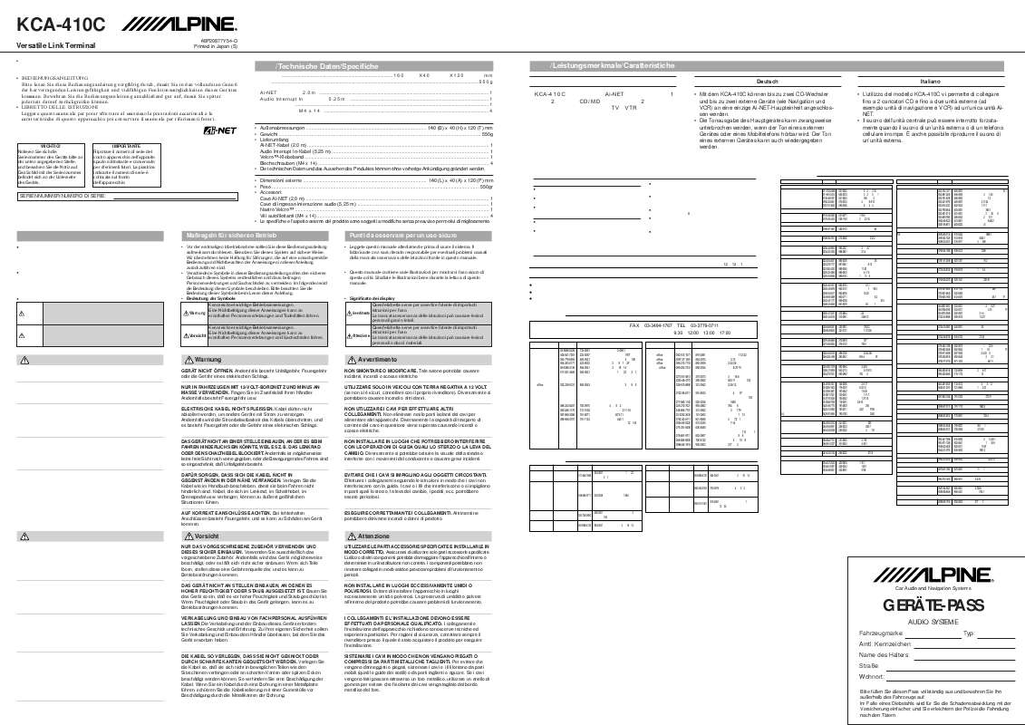 Guide utilisation ALPINE KCA-410C  de la marque ALPINE