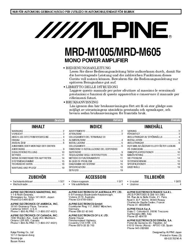 Guide utilisation ALPINE MRD-M1005  de la marque ALPINE