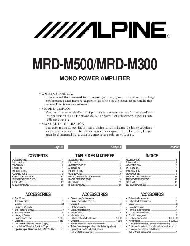 Guide utilisation ALPINE MRD-M300  de la marque ALPINE