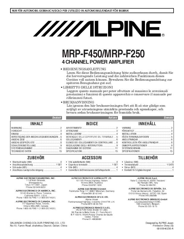 Guide utilisation ALPINE MRP-F250  de la marque ALPINE