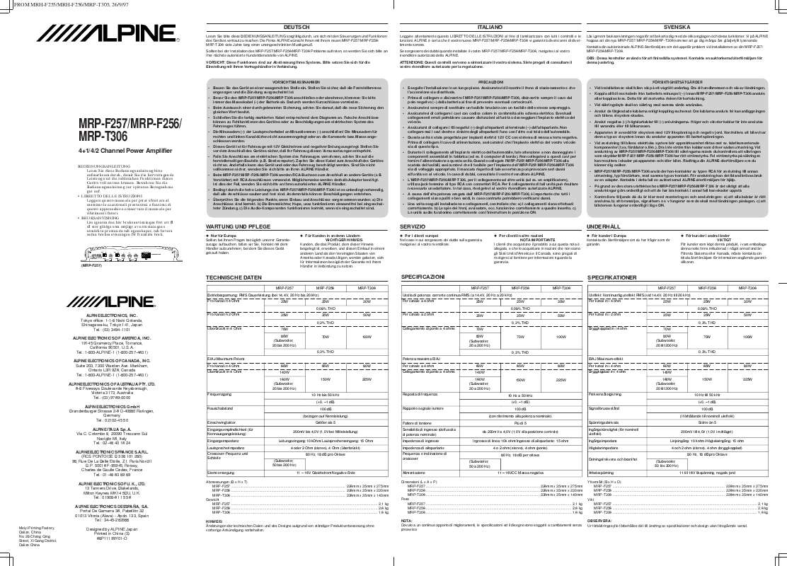 Guide utilisation ALPINE MRP-F257  de la marque ALPINE