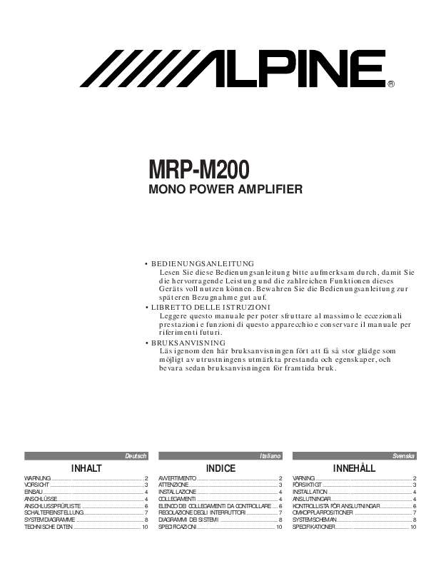 Guide utilisation ALPINE MRP-M200  de la marque ALPINE