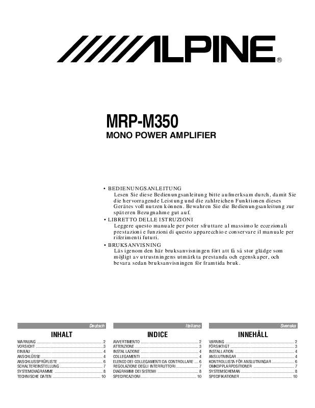 Guide utilisation ALPINE MRP-M350  de la marque ALPINE