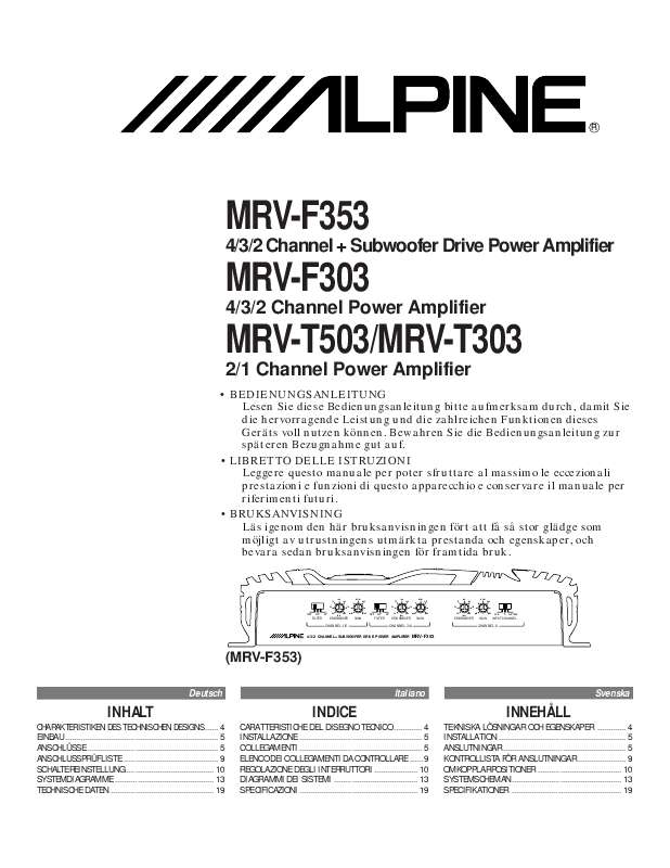 Guide utilisation ALPINE MRV-F303  de la marque ALPINE