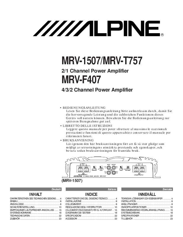 Guide utilisation ALPINE MRV-F407  de la marque ALPINE