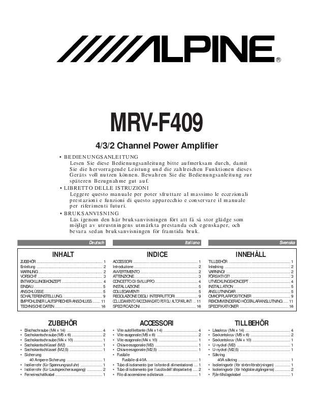 Guide utilisation ALPINE MRV-F409  de la marque ALPINE