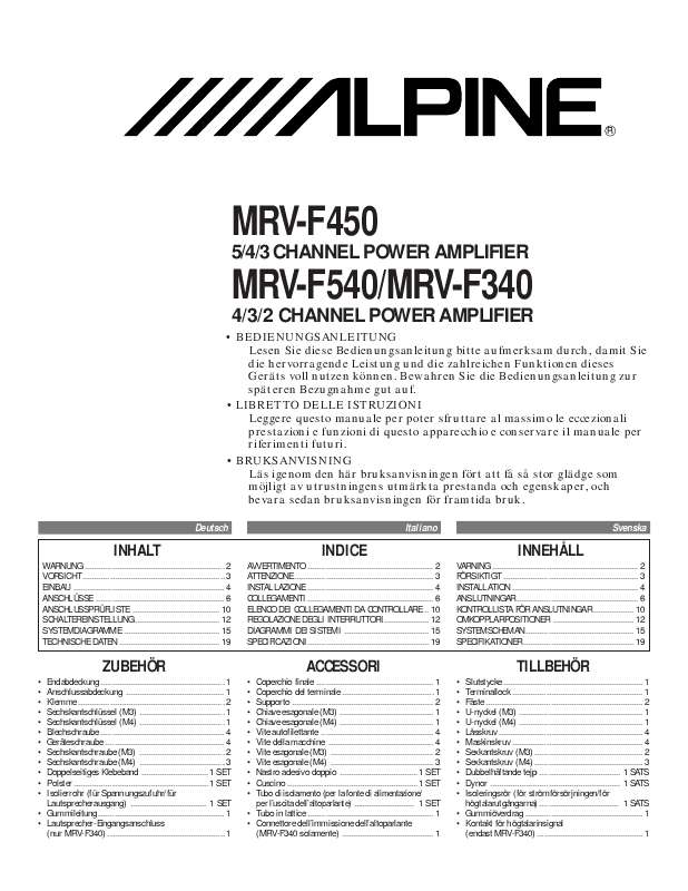 Guide utilisation ALPINE MRV-F540  de la marque ALPINE