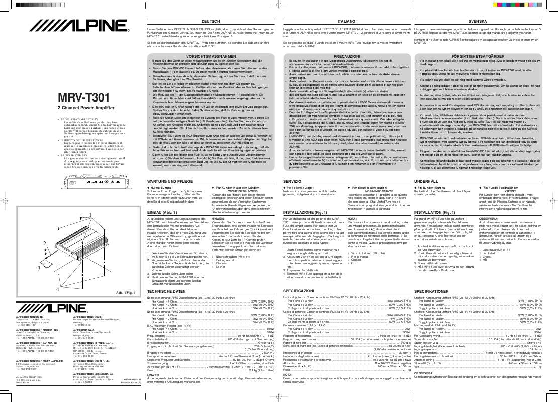 Guide utilisation ALPINE MRV-T301  de la marque ALPINE