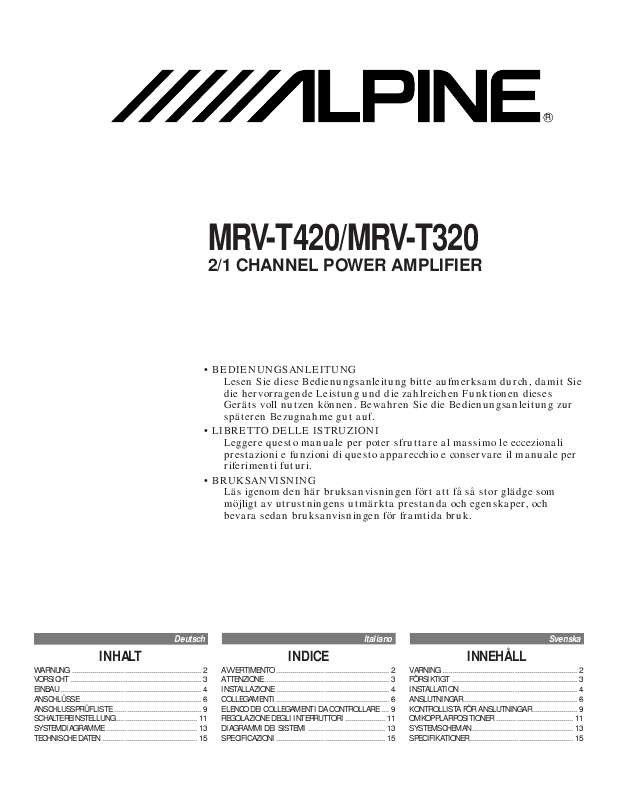 Guide utilisation ALPINE MRV-T420  de la marque ALPINE