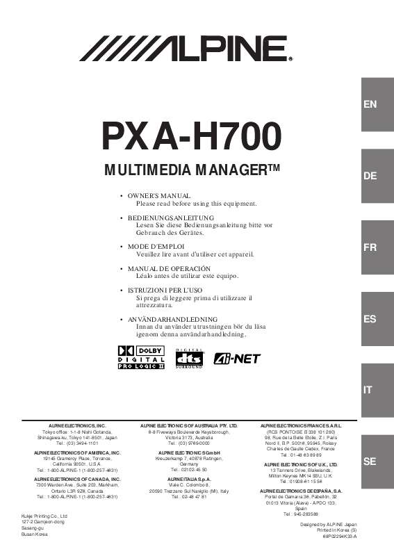 Guide utilisation ALPINE PXA-H700  de la marque ALPINE