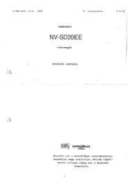 PANASONIC NV-SD20EE - VCR