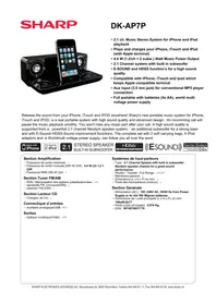 SHARP DK-AP7P - Station d'accueil audio