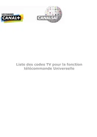 Notice CANALSAT TELECOMMANDE UNIVERSELLE Télécommande universelle