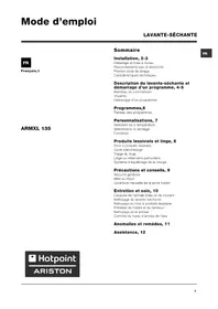 Notice Hotpoint Ariston ARMXL 135 Lave-linge