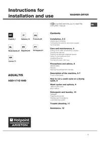 Notice Hotpoint Ariston AQUALTIS AQD1171D 697ID EU Lave-linge