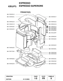 KRUPS F8944210  - PARTS LIST - Appareil de cuisine
