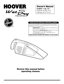 WET DRY HANDVAC HOOVER