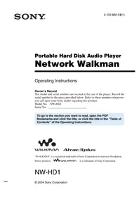 SONY Walkman NW-HD1 - Mp3 player