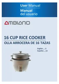 Ambiano 16 Cup Rice Cooker and Food Steamer RC15-G - Rice cooker