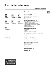 Εγχειρίδιο Hotpoint Ariston RSG 724 JA EU πλυντήριο ρούχων