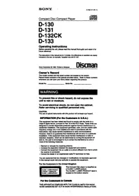 SONY Discman D-133 - Lecteur/enregistreur de cd